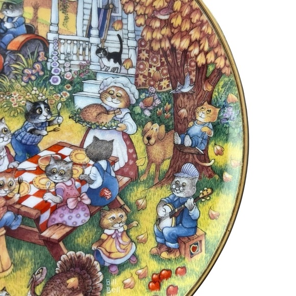 Franklin Mint Heirloom Bill Bell A Purrfect Feast Collector Plate - Picture 3 of 13